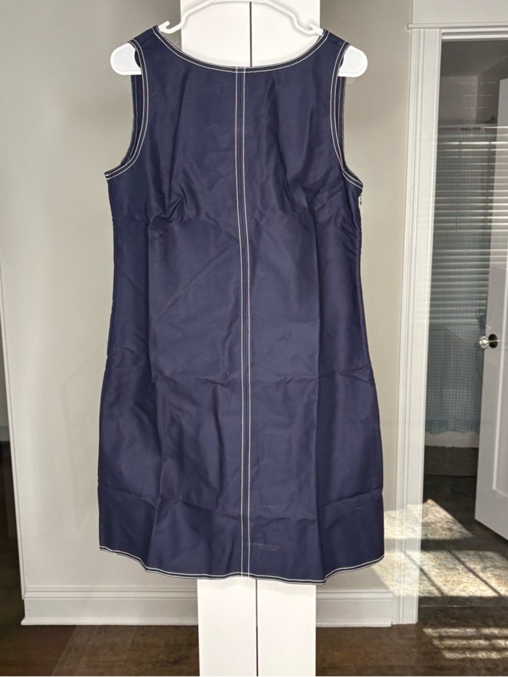NWT J. Crew Tall Billie Dress Double Cotton Poplin Navy Blue - Picture 2 of 6